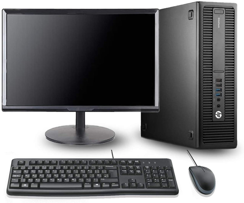 HP EliteDesk 800 G2 SFF with 24 Inch Monitor Desktop i5-6500 U, 8GB RAM, 128GB SSD + 1TB HDD, Windows 10 Pro